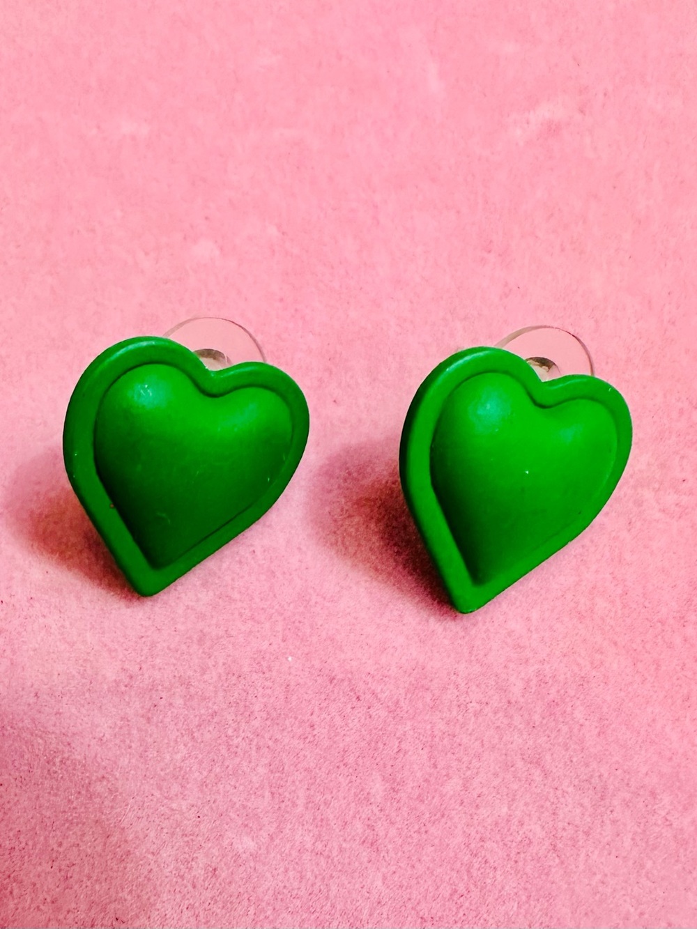Green Heart Stud Earrings
